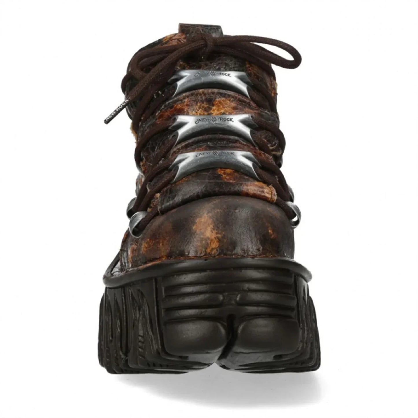 NEW ROCK - M-106-C194 Brown Flame Leather Platform Boots
