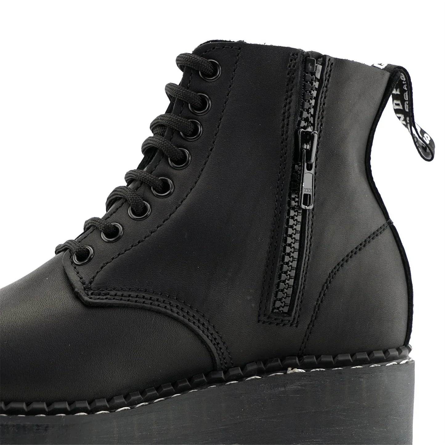 Grinders - Charlie ACS Black Leather Lace Up Ankle Boots