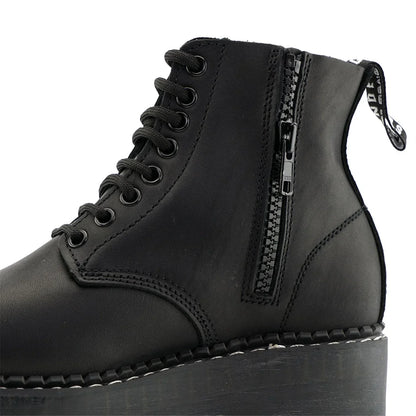 Grinders - Charlie ACS Black Leather Lace Up Ankle Boots