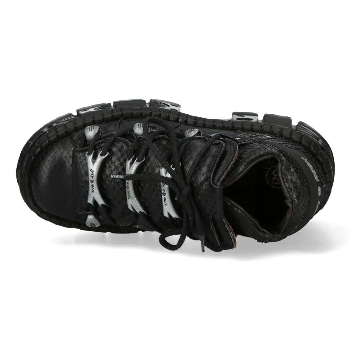 NEW ROCK - M-106WALL-C65 Python Black Leather Platform Boots