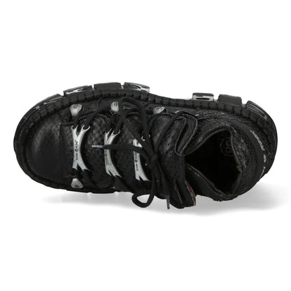 NEW ROCK - M-106WALL-C65 Python Black Leather Platform Boots