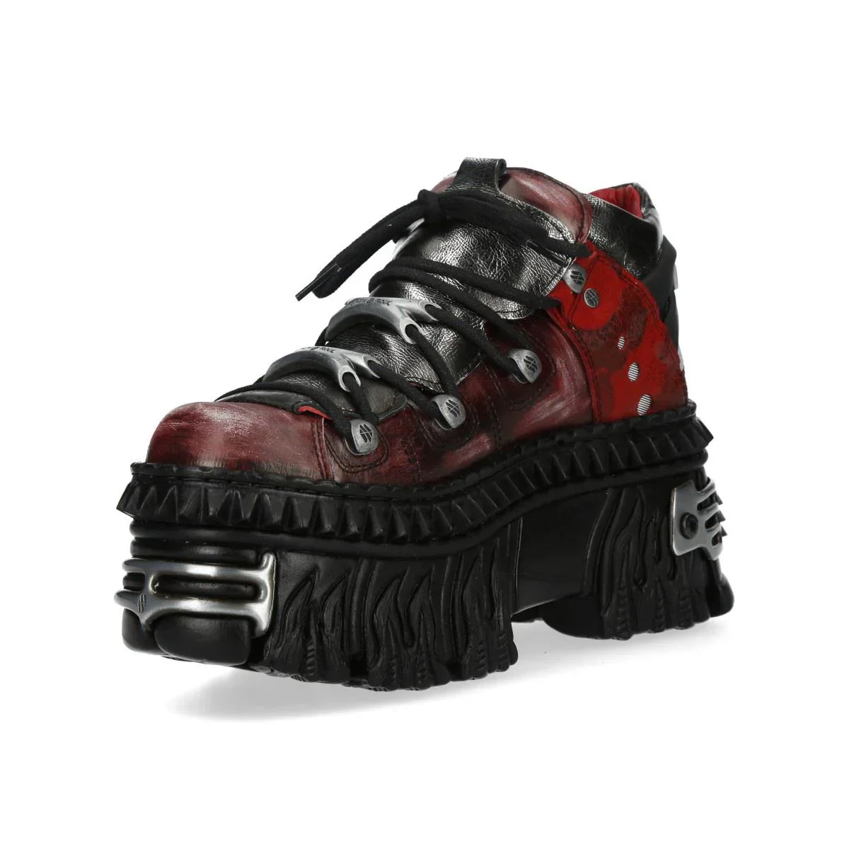 NEW ROCK - M-WALL106N-C17 Urban Red Leather Platform Boots