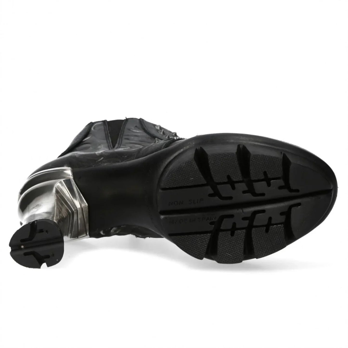 NEW ROCK - NEOPUNK001-C19 Women's Black Leather Heeled Punk Boots